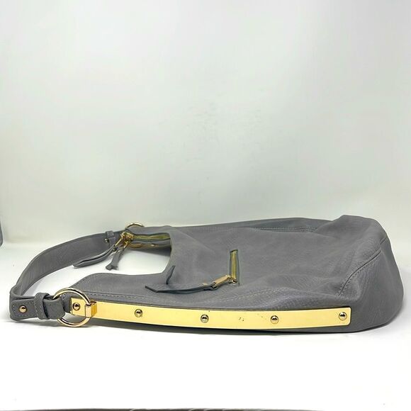 MMS Design Studio Gray Faux Pebbled Leather Large Purse with Gold Hardware - Picture 5 of 13